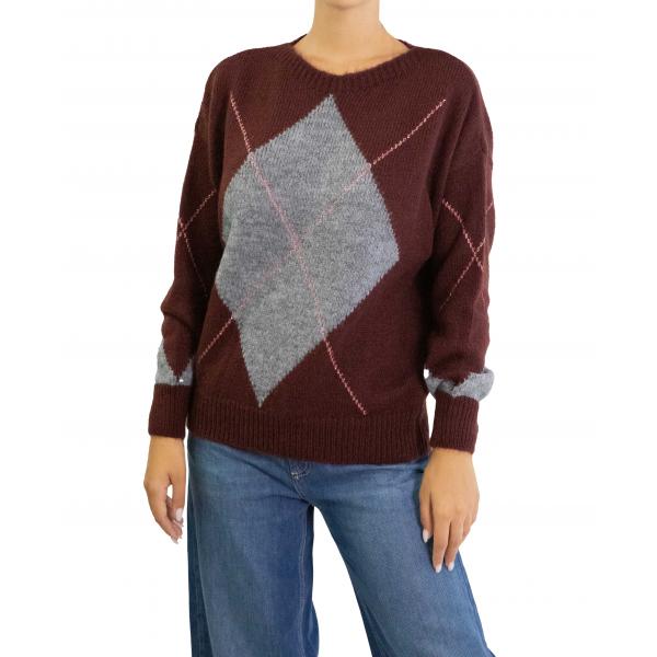 Maglione con rombi bicolore 
